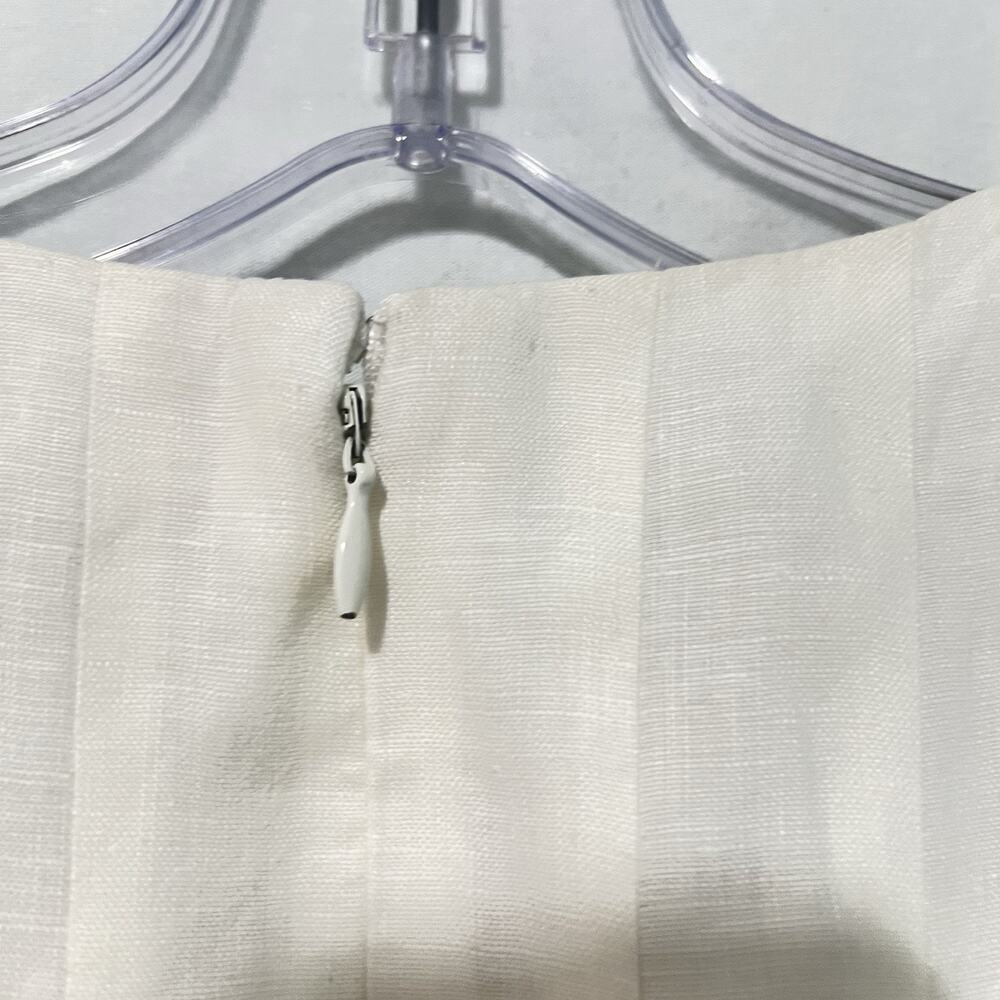 Lauren Ralph Lauren 100% Linen Dress Women 6 Ivory Fit Flare Pintuck Lace Lined - Picture 10 of 15